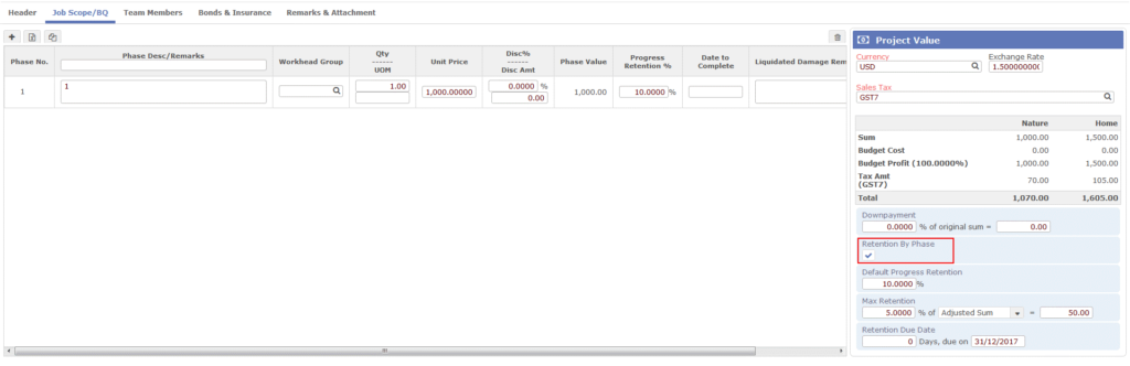 Synergix E1 Enterprise Resource Planning ERP system Project Order – UI Enhancement 