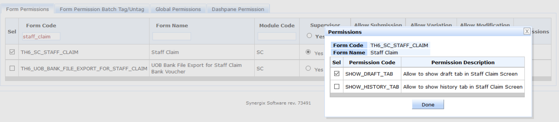 Synergix E1 ERP System staff claim screen Synergix E1 ERP System staff claim screen