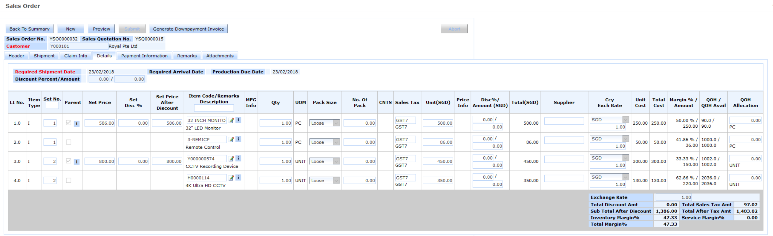 Synergix E1 Trading and Distribution ERP System - Sales Quotation, Sales Order