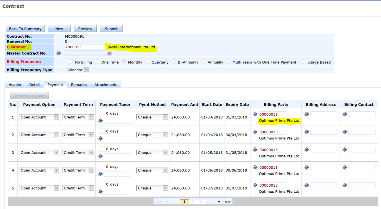synergix erp system contract billing