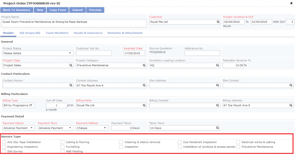 synergix erp system project order selection of service type synergix erp system project order selection of service type