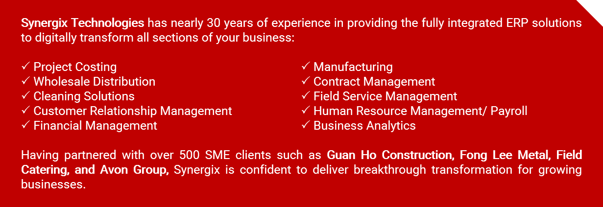 synergix has provided erp system for hundreds of SMEs synergix has provided erp system for hundreds of SMEs