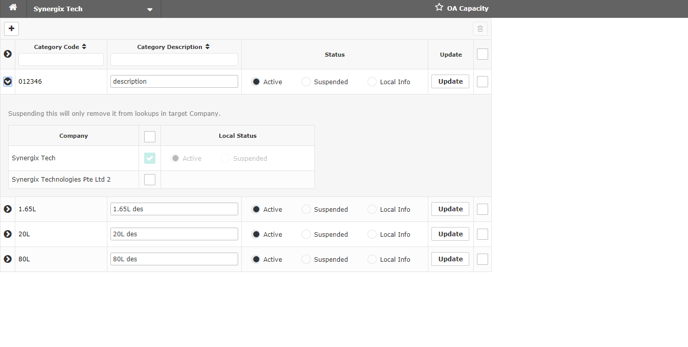 OA Capacity Maintenance - ERP System OA Capacity Maintenance - ERP System