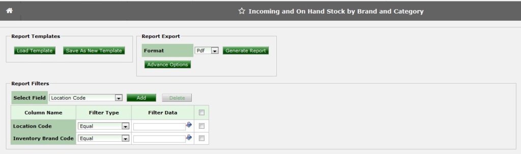 Incoming and On Hand Stock by Brand and Category_ERP System Incoming and On Hand Stock by Brand and Category_ERP System