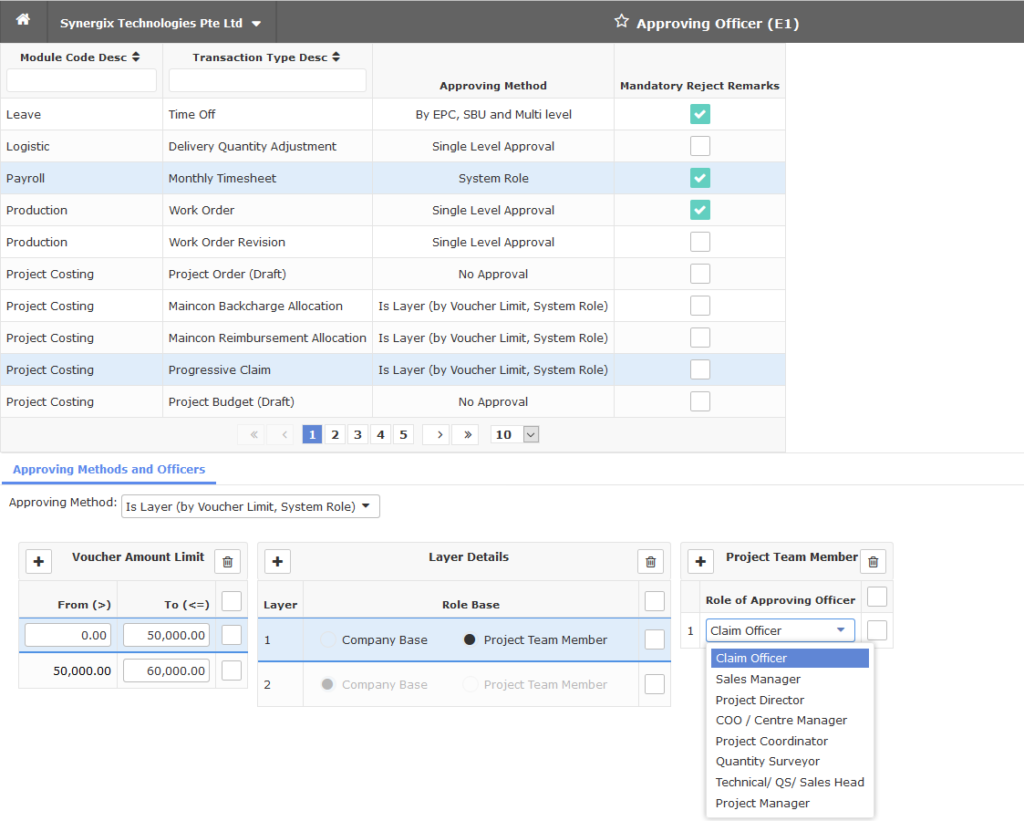 ERP System - Project Customer Claim by adding approval feature