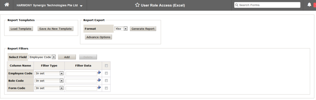 User Access Role (Excel) 