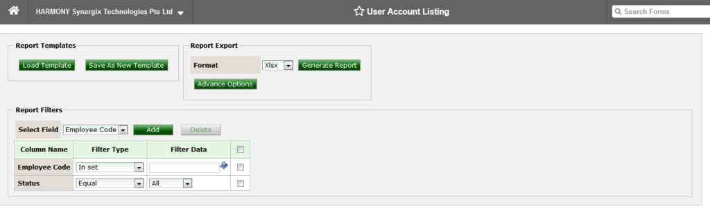 ERP Software - User Account Listing ERP Software - User Account Listing