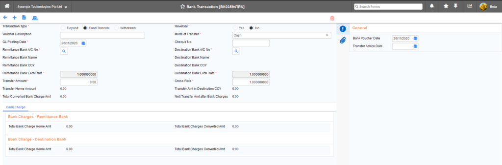 Cater for Deposit & Withdrawal Reversal ERP System E2 Bank Transaction 2