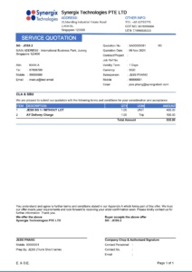 Service Quotation Update Service Quotation Update
