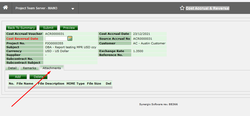 Attachment function in Cost Accrual & Reversal Attachment function in Cost Accrual & Reversal