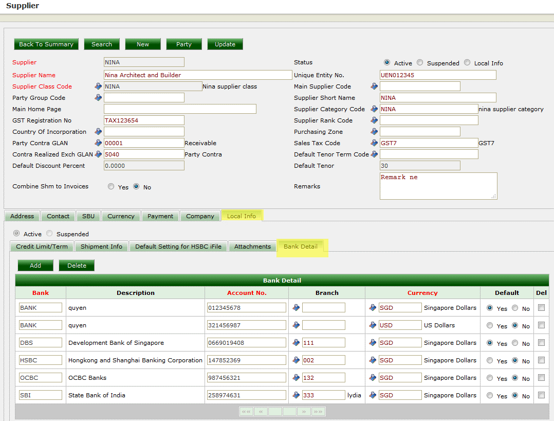 2. Supplier Master - Synergix E1 ERP System Updates | September 2018