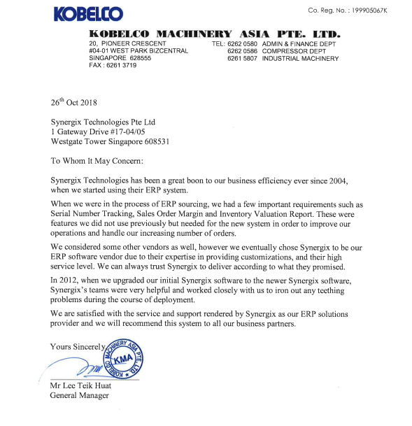 Kobelco - บริษัท โกเบลโก้ แมชชีนเนอรี่ เอเชีย พีทีอี จำกัด