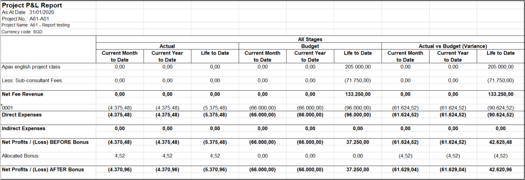Project PL Report 1024x351 - Synergix E1 ERP System Updates | January 2020