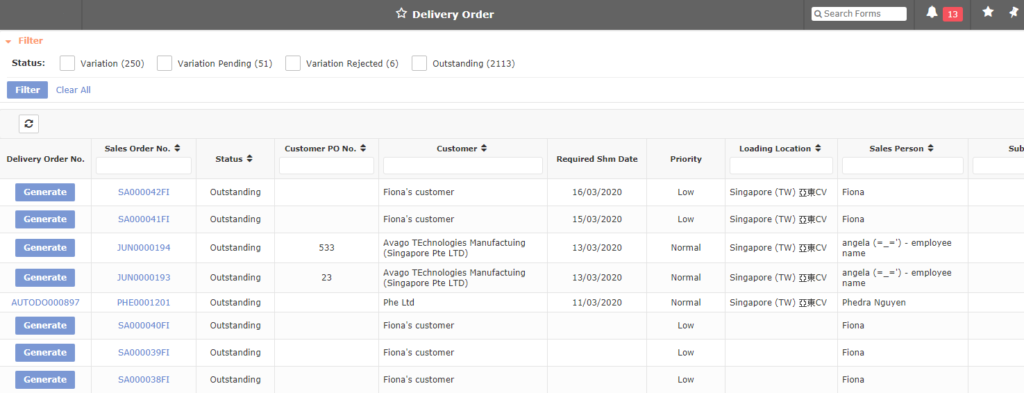 Delivery Order 1024x393 - Synergix E1 ERP System Updates | March 2020