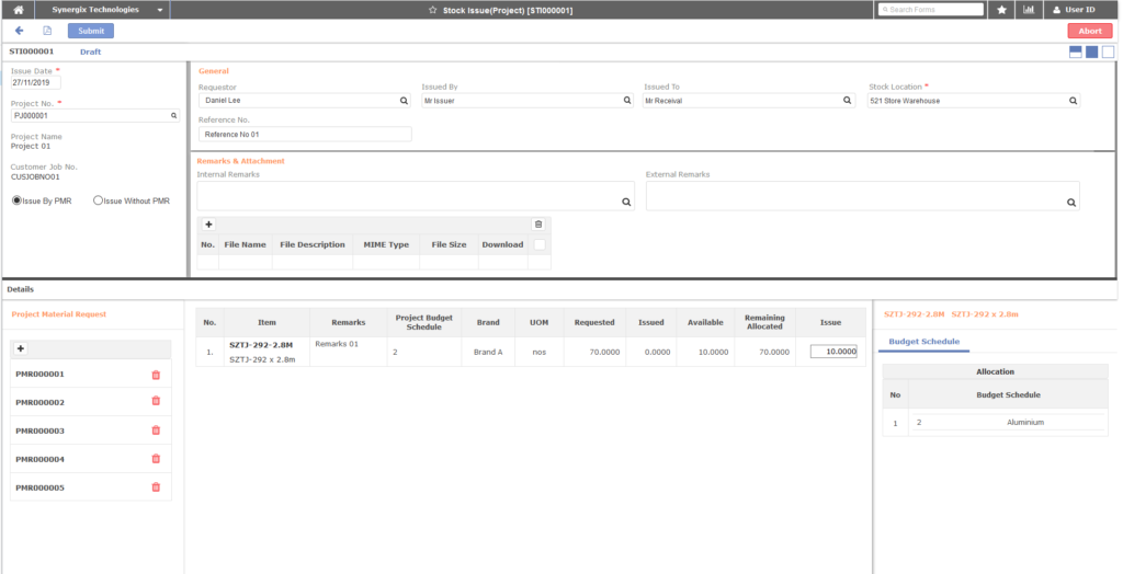 Stock Issue 2 1024x524 - Synergix ERP System Updates | July 2020