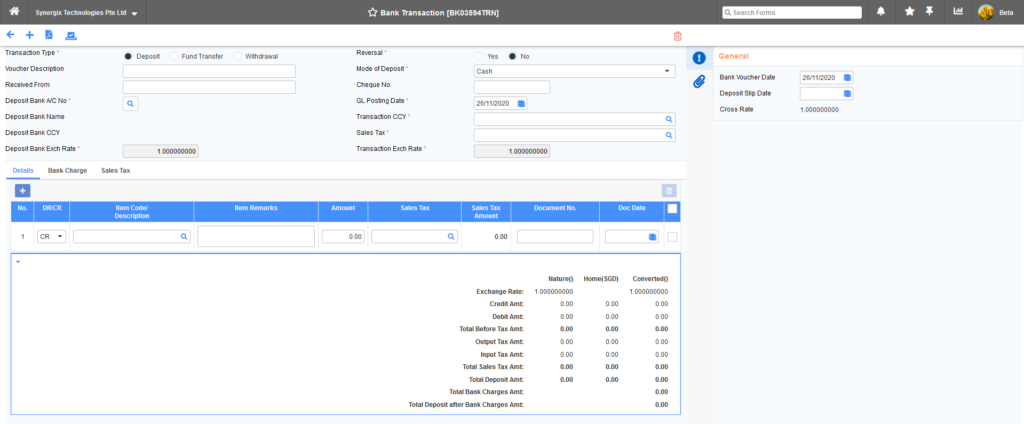 E2 Bank Transaction 1024x424 - Synergix ERP Software Updates | November 2020