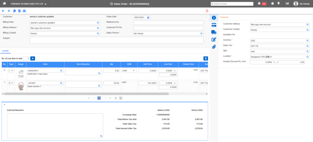 Sales Order E2 1024x465 - Synergix ERP Software Updates - February 2021