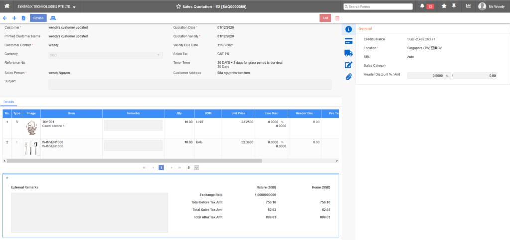 Sales Quotation E2 1024x483 - Synergix ERP Software Updates - February 2021