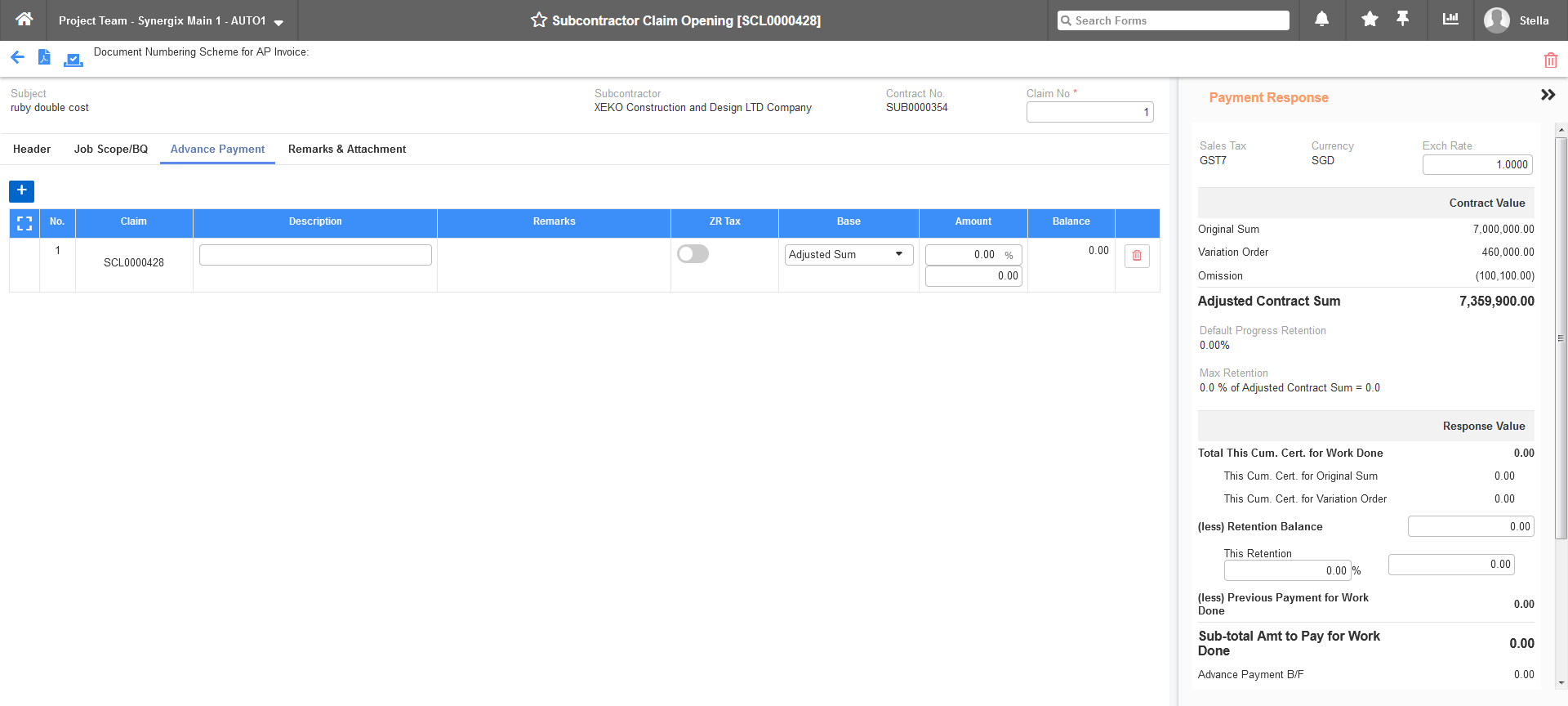 E1 E2 Subcon Advance Payment with and without tax 2 - Synergix ERP Software Updates &ndash; April 2021