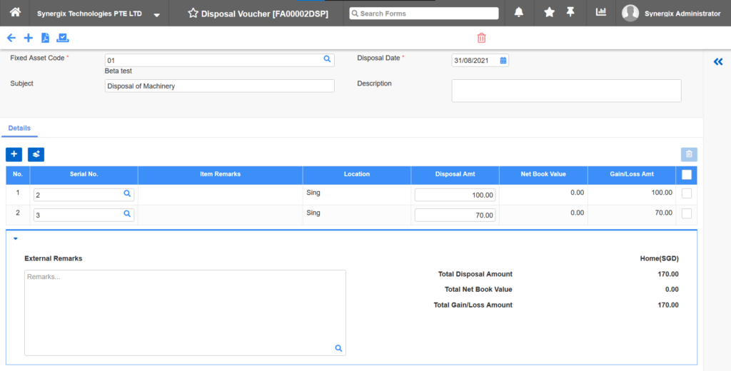 E2 Fixed Asset Disposal Cater for Preview and Attachment 2 1024x520 - Synergix ERP Software Updates - October 2021