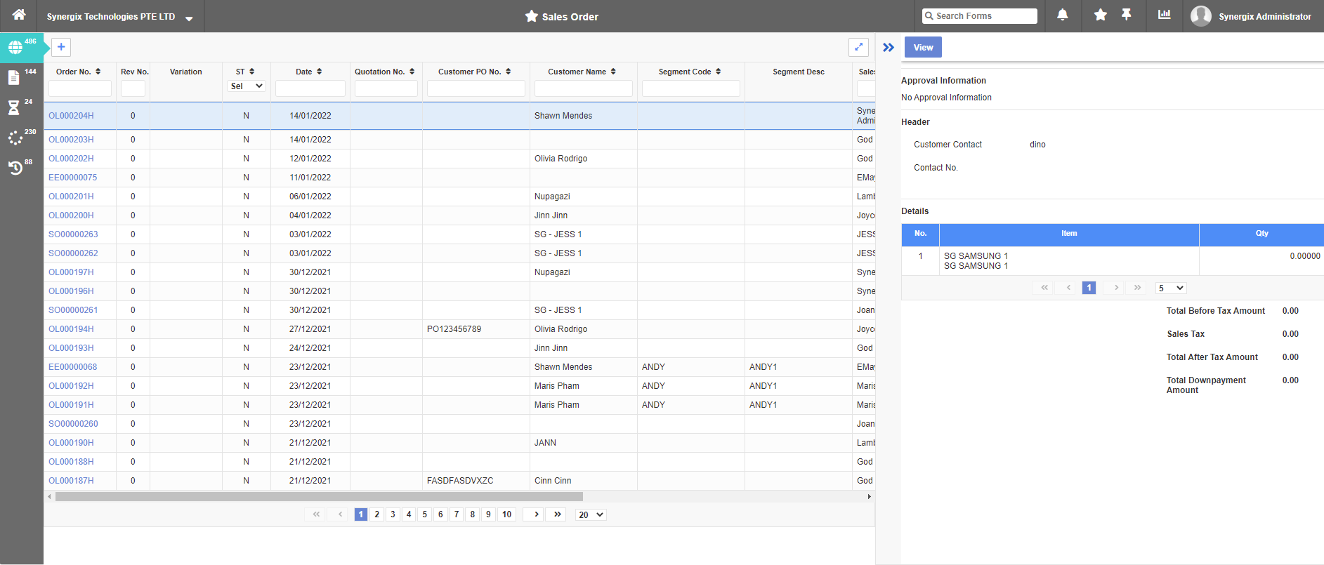 E2 Sales Order - Synergix ERP Software Updates | January 2022