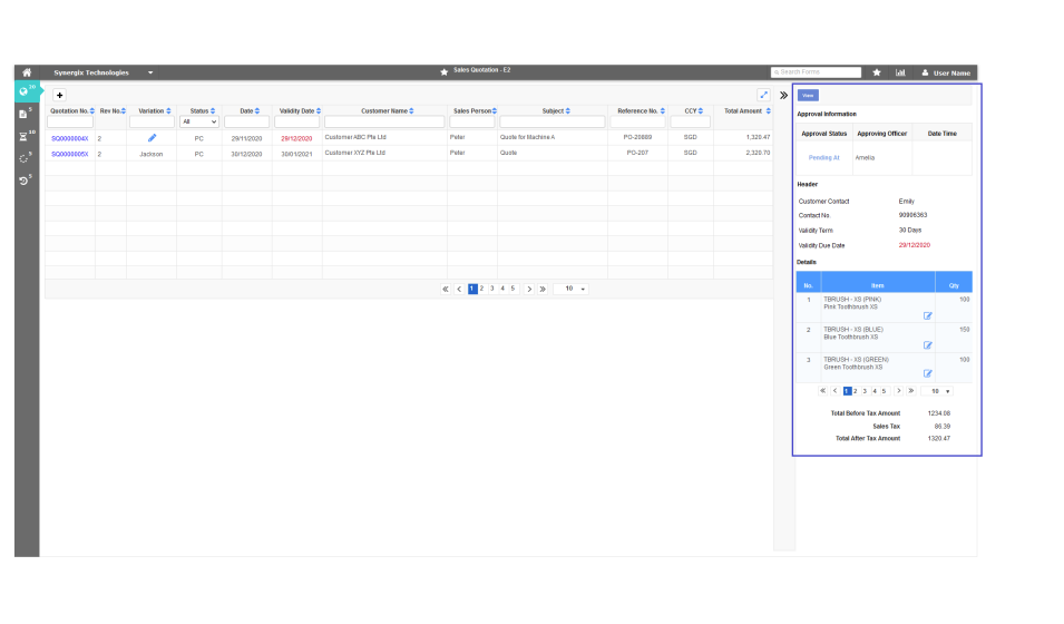 E2 Sales Quotation - Synergix ERP Software Updates | January 2022