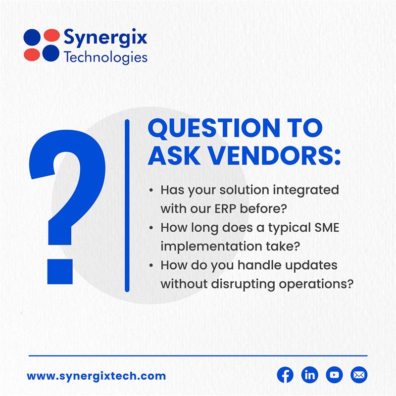 Questions to ask vendors - Invoice Application Integration with ERP Software for SMEs