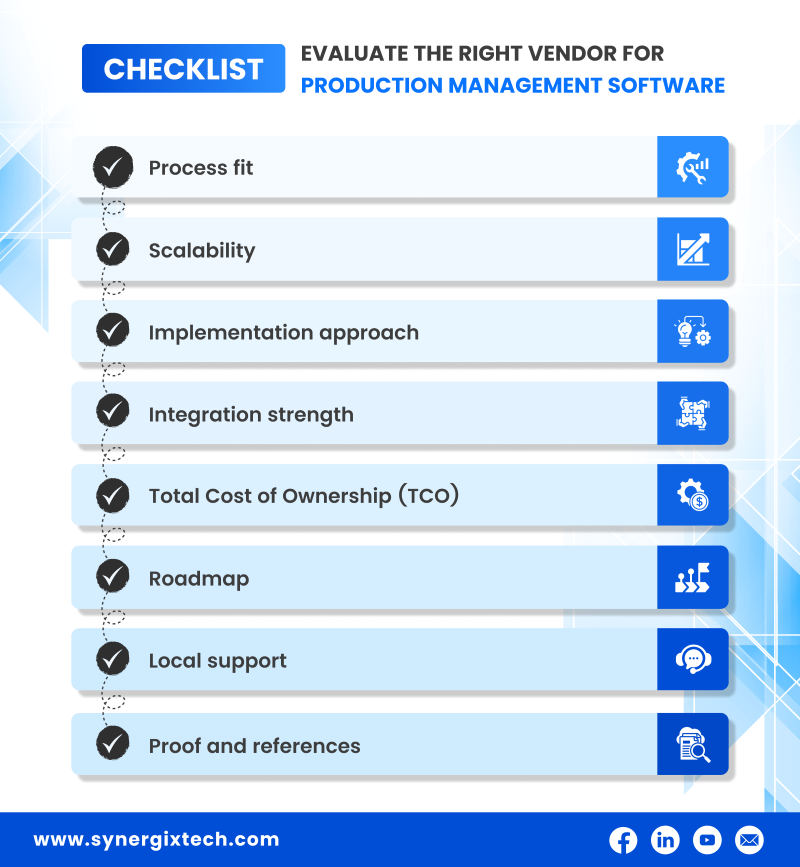 Production Management Software vendor checklist - Production Management Software for Manufacturing SMEs